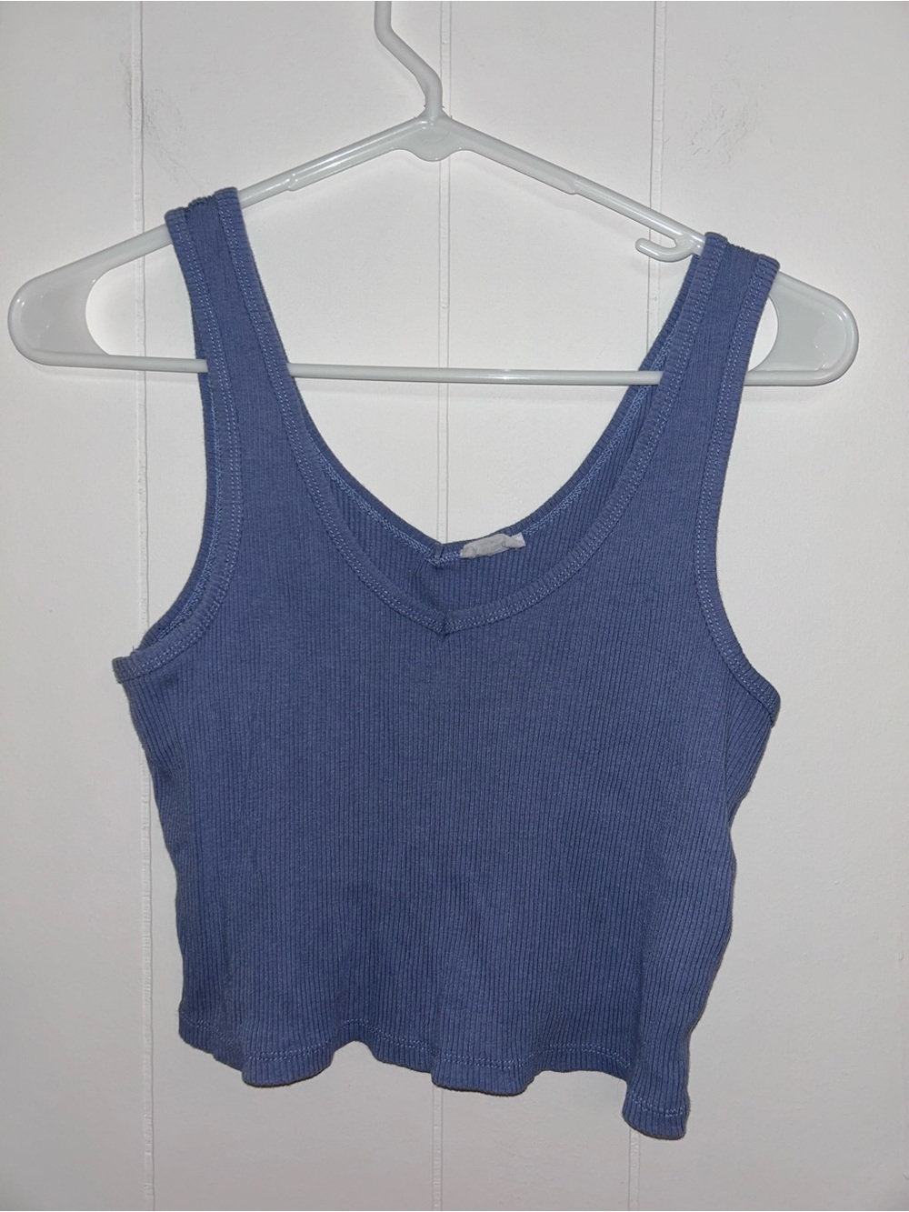 Cotton On Ribbed V-Neck Crop Tank - Blue sz XL